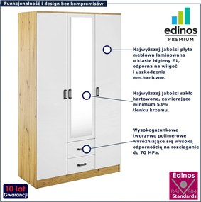 Trzydrzwiowa skandynawska szafa z lustrem dab artisan + biały Z9-S03