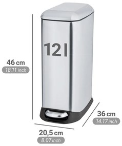 Kosz na śmieci z pedałem ze stali nierdzewnej w kolorze srebra 12 l Design – Wenko