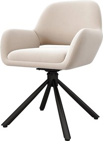 Komplet 6 obrotowych krzeseł do jadalni z aksamitu - 60 x 60 x 80 cm - z podłokietnikami - beżowy