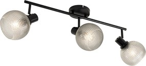 Designerski reflektor czarny z przydymionym szkłem 3-światła - Chico