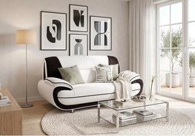 Sofa PALERMO 2-osobowa – elegancka sofa do salonu w tkaninie KRONOS biało-czarnej