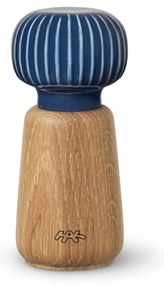 Młynek do przypraw z drewna dębowego z ciemnoniebieskim porcelanowym detalem Kähler Design Hammershoi, wys. 13 cm