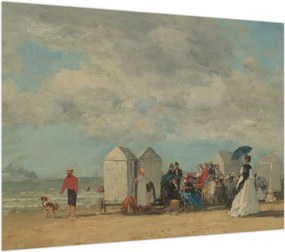 Obraz na szkle - Eugène Boudin, Beach Scene, reprodukcje (70x50 cm)