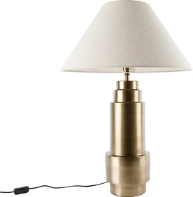 Lampa stołowa brązowy abażur z tkaniny beżowy 55 cm - Bruut