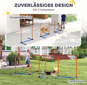 PawHut Zestaw Agility dla psów 3-częściowy zestaw Agility ze słupkami slalomowymi torba transportowa zestaw treningowy dla psów wszystkich rozmiarów Pomarańczowy | Aosom PL