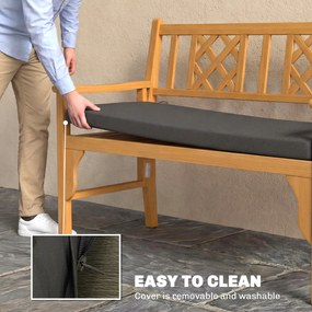 Outsunny Wodoodporna poduszka na ławkę, poduszka na zewnątrz ze zdejmowanym pokrowcem i paskami mocującymi, na ogród i taras, 110 x 46 cm, ciemnoszara | Aosom PL