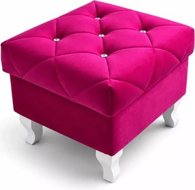 Tapicerowany podnóżek 45 cm Glam z przeszyciami i pikowaniem na siedzisku