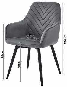 Obrotowy fotel jadalniany NANA360 VELVET, czarny