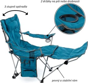 Zestaw 2 krzeseł kempingowych ze zdejmowanym podnóżkiem, nie