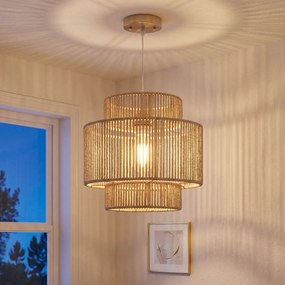 HOMCOM Lampa wisząca, 3-stopniowy abażur, metal, sznurek konopny, jasnobrązowy | Aosom PL