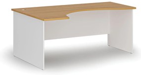 Ergonomiczne biurko PRIMO WHITE, 180x120 cm, lewe, biały/buk