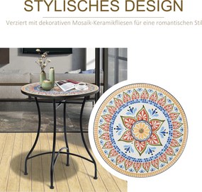 Stylowy Okrągły Stół Ogrodowy Outsunny z Blatem Mozaikowym Ø60 cm