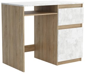 Biurko komputerowe młodzieżowe szkolne 90 cm REMI1 Dąb Sonoma/Beton