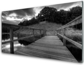 Szkło nad Blatem Molo nad Jeziorem w Czerni i Bieli