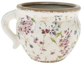 Ceramiczna osłonka na doniczkę Vintage garden biały, 17 x 12 x 14 cm