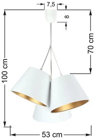 Biało-złota lampa wisząca welurowa - EXX67-Semina