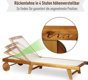 Leżak ogrodowy z regulacją drewno akacjowe naturalny outsunny