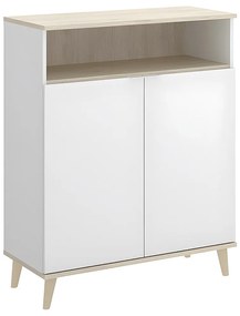 Bufet kuchenny WAJDI – 2-drzwiowy z 1 wnęką – kolor biały i dębowy