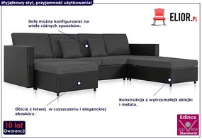 4-osobowa rozkładana czarna sofa z ciemnoszarymi poduszkami - Arbre 4Q