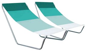 Zestaw 2 składanych leżaków plażowych SAND, zielone paski