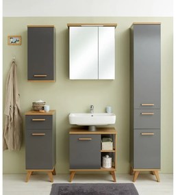 Szara wisząca szafka łazienkowa w dekorze dębu 35,5x74,5 cm Quickset 924 – Pelipal