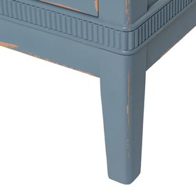 Niebieska niska komoda z litego drewna jodłowego 115x90 cm Shabby – Ixia