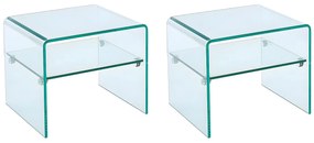 Zestaw 2 szafek nocnych - 1 półka - Szkło hartowane - STILEOS