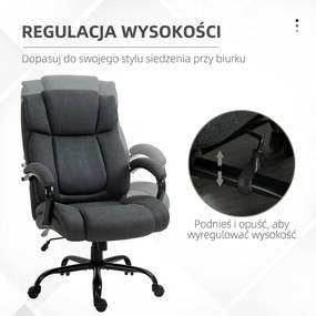 Vinsetto Fotel biurowy, Ergonomiczny fotel biurowy, Fotel obrotowy z wyściełanym podłokietnikiem, do 220 kg, Szary
