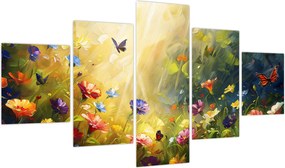 Obraz - Wiosenna łąka kwiatowa, malarstwo (125x70 cm)