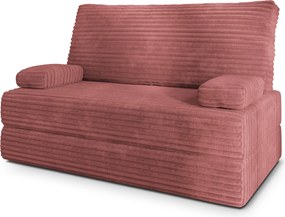 Masseno Sofa piankowa LADIA z funkcją spania, Kanapa z pianki do salonu, Bezmontażowa, Tkanina sztruksowa – Pudrowy róż TILIA 62