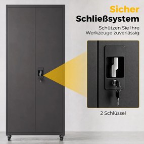 HOMCOM Szafa metalowa zamykana na kółkach, 5 regulowanych półek, ze stali, 80 x 40 x 180 cm Czarny | Aosom PL