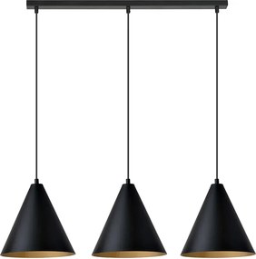 Potrójna czarno-złota lampa wisząca nad stół - D122 T6-G30