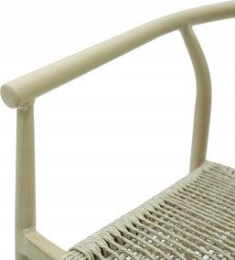 Krzesło Ogrodowe Beżowe 56x61x74,5 cm Plecione Naturalne Sznurki Nowoczesne