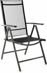 Regulowane krzesło ogrodowe + stołek na nogi - czarny