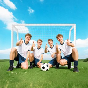 SPORTNOW Bramka piłkarska, wytrzymała siatka, rama z tworzywa sztucznego, kołki, 180L x 92B x 124H cm, Biały