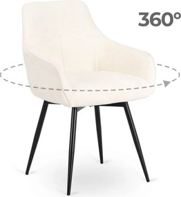 Krzesło Tapicerowane Obrotowe do Salonu LARISA Kremowe Nowoczesne
