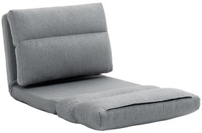 HOMCOM Fotel Podłogowy z Funkcją Łóżka, Regulowane Oparcie, Składany, do 120kg, 70 x 41 x 56 cm, Szary