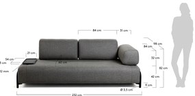 Ciemnoszara sofa z małym stolikiem Kave Home Compo
