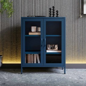 Witryna przeszklona niska granatowa: Modern GINA, 800 x 1015 x 400 mm