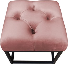 Pufa CHESTERFIELD tkanina Welur loft ławka podnóżek metal : Kolor Stelaża - Czarny , Kolor tkaniny - VELVET - MG58, Typ tkaniny - Velvet