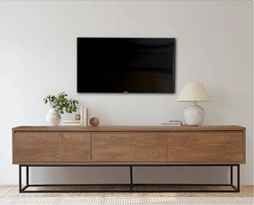 Nowoczesna szafka RTV – 180 x 50 x 40 cm – orzech i czerń – melamina