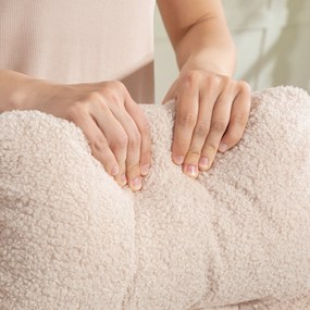 HOMCOM Fotel bujany z podnóżkiem, miękki polar, drewniane nogi, poduszka, wysokie oparcie, fotel bujany, Beżowy | Aosom PL