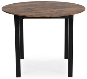 Stół Okrągły TEO 100 cm Dąb Rustykalny/Czarny do Jadalni Salonu Nowoczesny Loft
