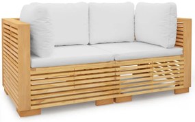 Drewniana modułowa sofa ogrodowa z kremowymi poduszkami - Elosi