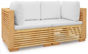 Drewniana modułowa sofa ogrodowa z kremowymi poduszkami K4-E20