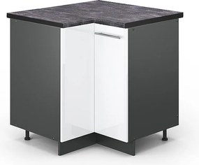 Szafka narożna biały wysoki połysk 80.5x60x82 fame-line