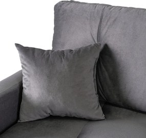 Sofa z Funkcją Spania SEUL Rozkładana Dwuosobowa Welurowa Szara Nowoczesna do Salonu