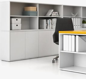 Komoda biurowa BLOCK, 1600 × 400 × 710 mm, 4 drzwi, dąb naturalny