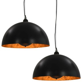 Czarno-złote półokrągłe lampy wiszące 2 sztuki - EX104 E5-P38