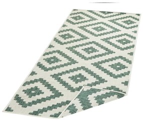 Zielono-kremowy chodnik dwustronny odpowiedni na zewnątrz NORTHRUGS Malta, 80x345 cm
